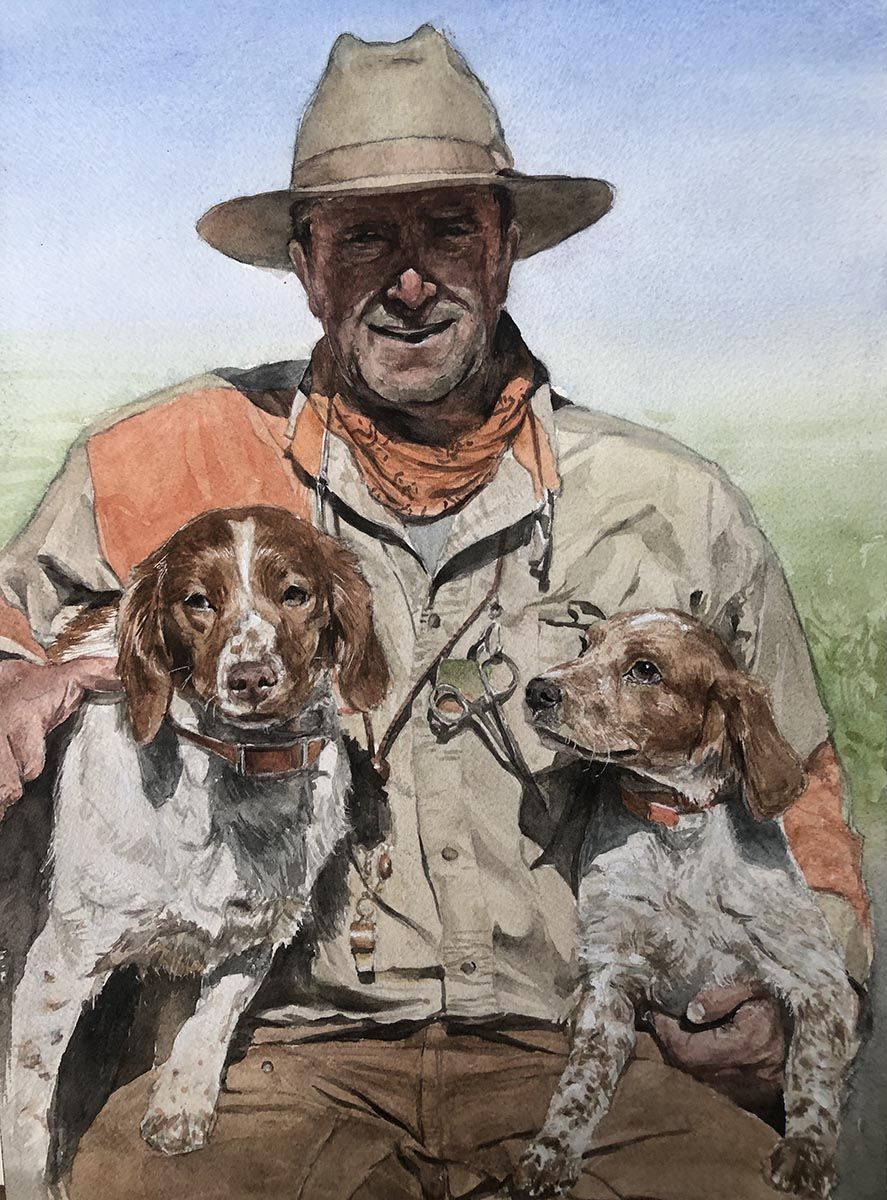 Portrait of Man with Two Dogs